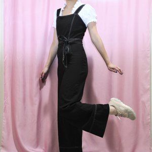 Forever 21 Black & White Contrast Stitching Jumpsuit (Small)